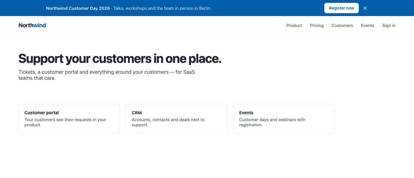 A bar at the top of the website