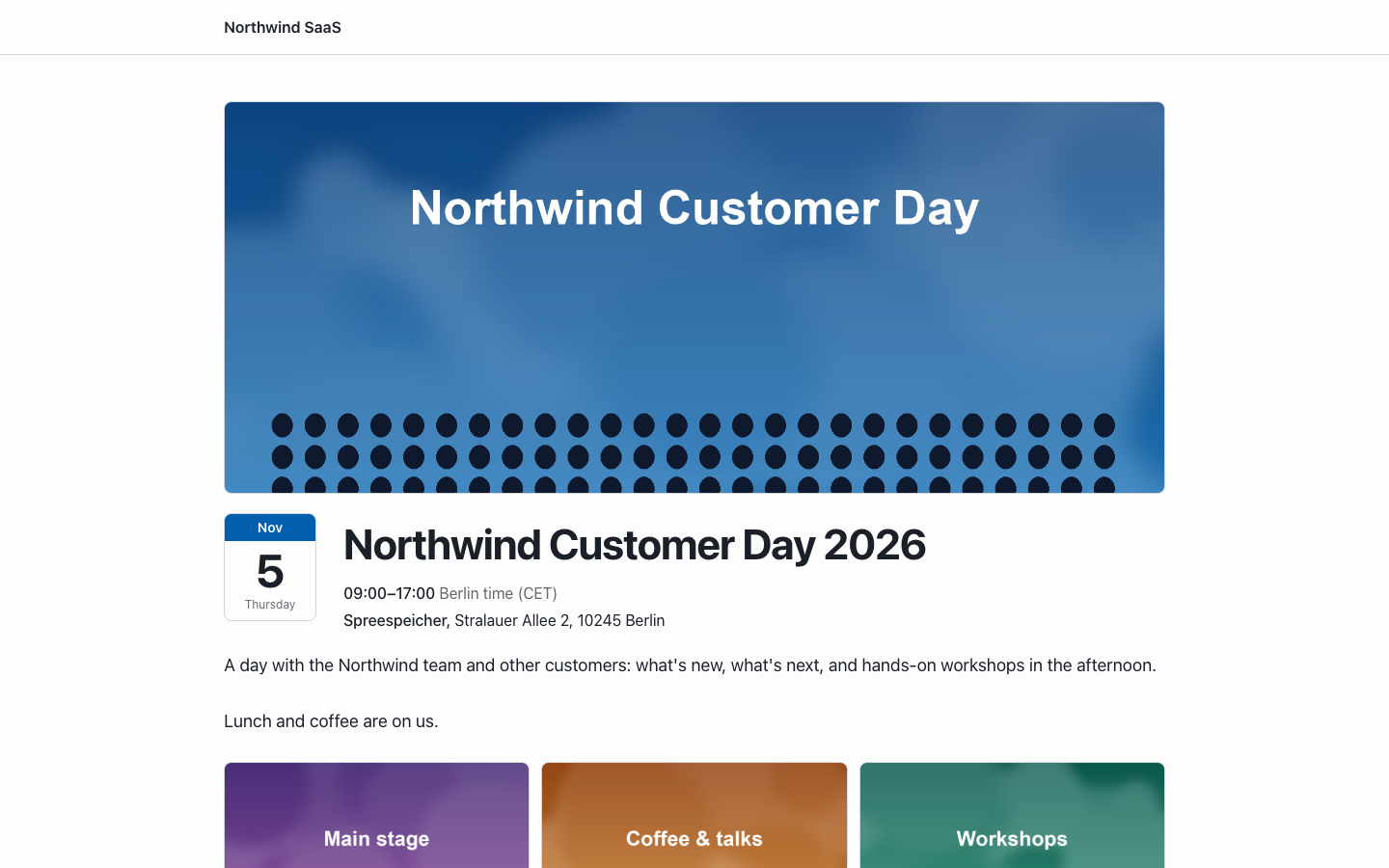 The public event page with its cover image