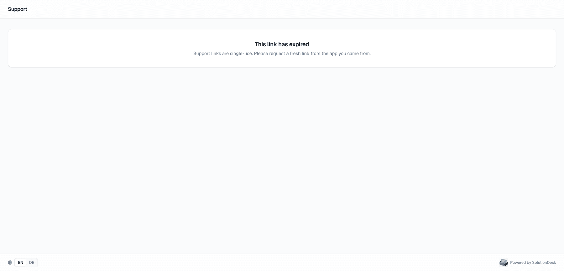Expired portal link message