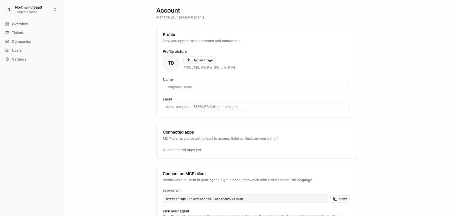 Account page with MCP help