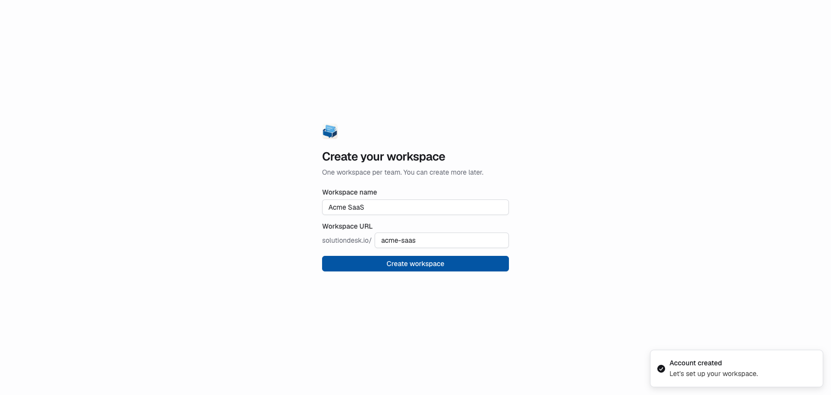 Onboarding create workspace
